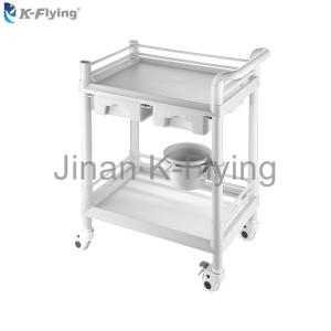 Quality Double Drawers ABS Plastic Movable Nursing Treatment Medical Trolley Cart wholesale