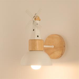 Quality Nordic Minimalist Wooden LED Wall Lamps Windmill Bedside Wood Wall Light(WH-OR-63) wholesale