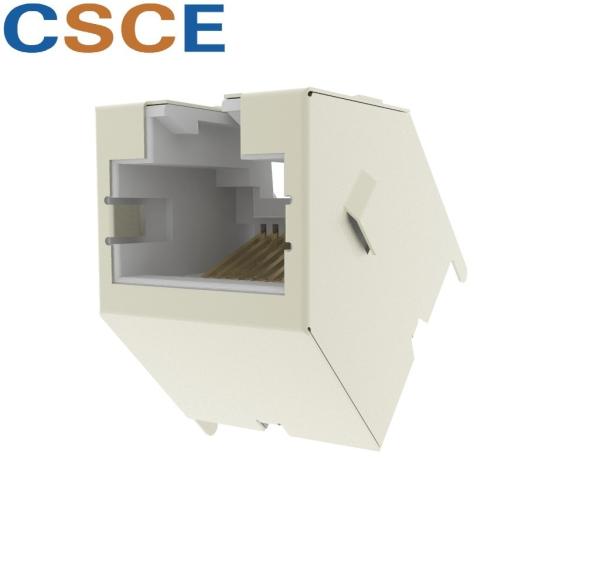 Flat Pin Full Shielded RJ45 Jack PBT Housing Material Contact Resistance 30