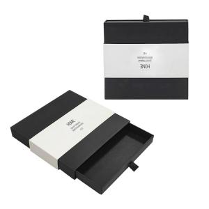 Quality Jewelry Paper Drawer Packaging Box Black Slide Out Box Packaging Boxes Custom Logo wholesale