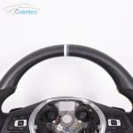 Black Leather Golf Mk8 Vw Racing Steering Wheel Carbon Fiber Grey Stripe