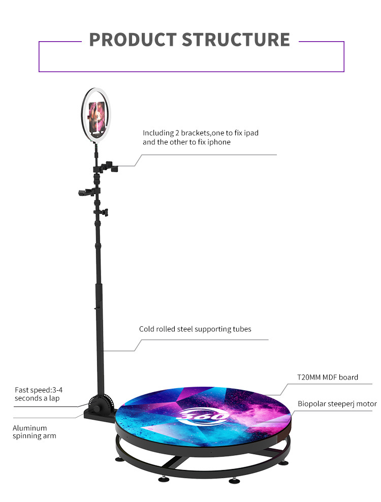 115CM 100CM Glass 360 Photo Booth Machine For Video Commercial Wedding