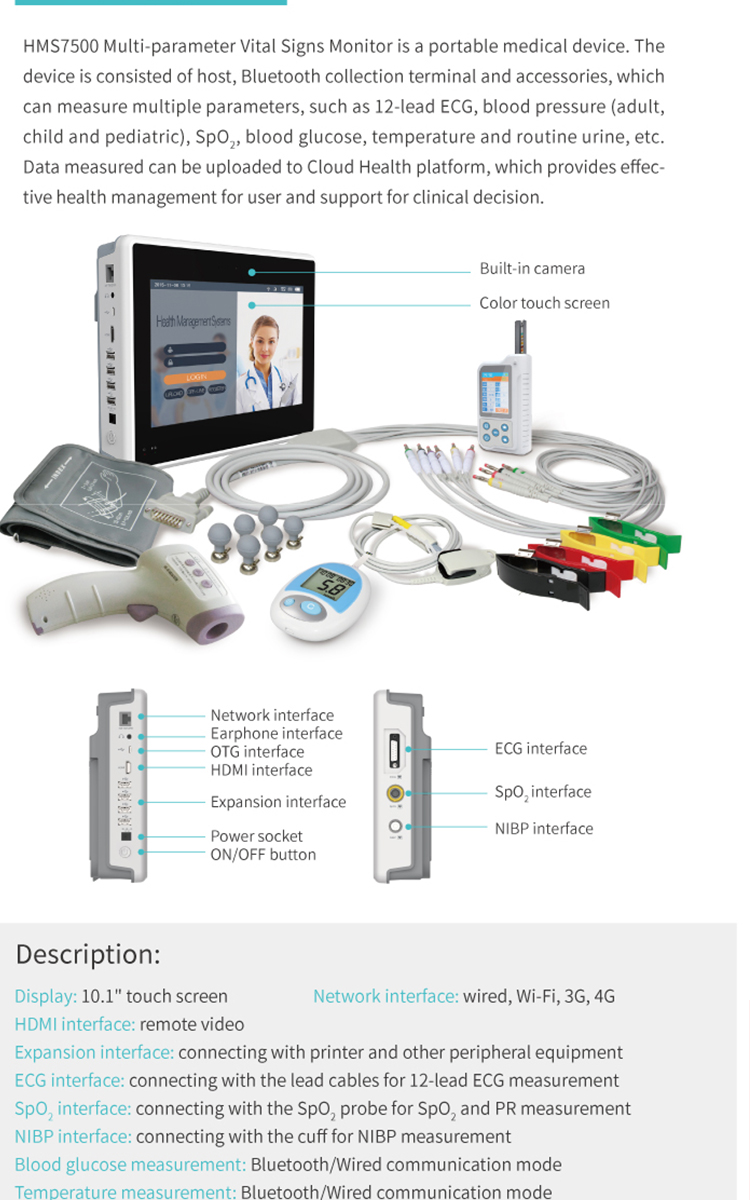 Telemedicine Equipment Wireless Patient Monitor Vital Signs