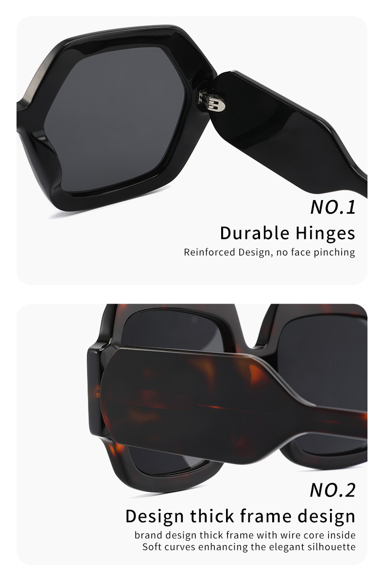 Vintage Polygonal Acetate Eyewear Frames Thick 100% UV - Blocking Lenses