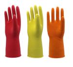 Natural Latex Dip Flocklined Household Cleaning Gloves Red Yellow Orange