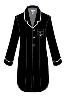 Black Plus Size Modal Sleepwear , Womens Long Sleeve Nightshirt Button Placket