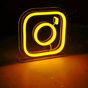 Quality Acrylic Yellow Camera Shipping Custom Logo Neon Light Wedding Sign Snow Business Logo wholesale