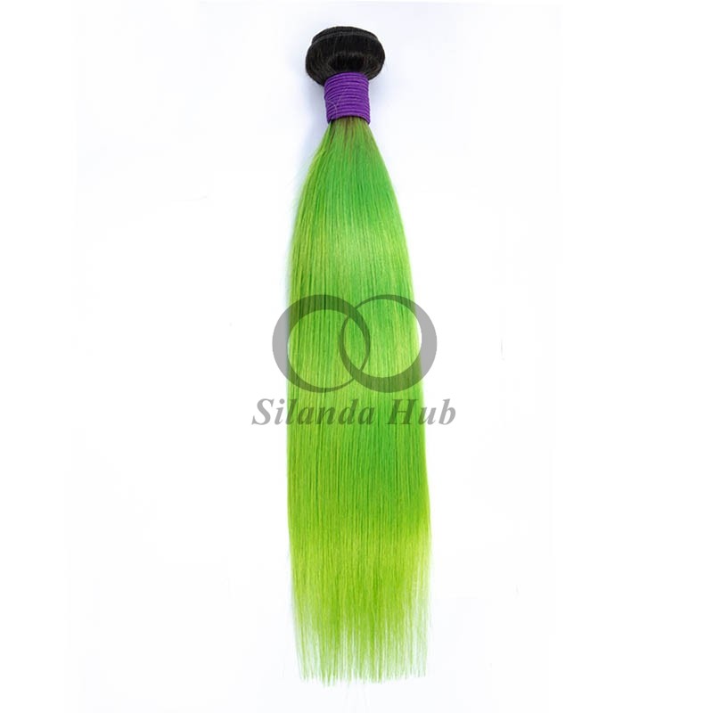 #T1B/Green Straight Remy Human Hair Bundles Sew In Weave Bundles Brazilian Bundle Deals