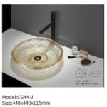 Bathroom Above Counter Crystal Glass Wc Wash Basin Colorful Round Table Top