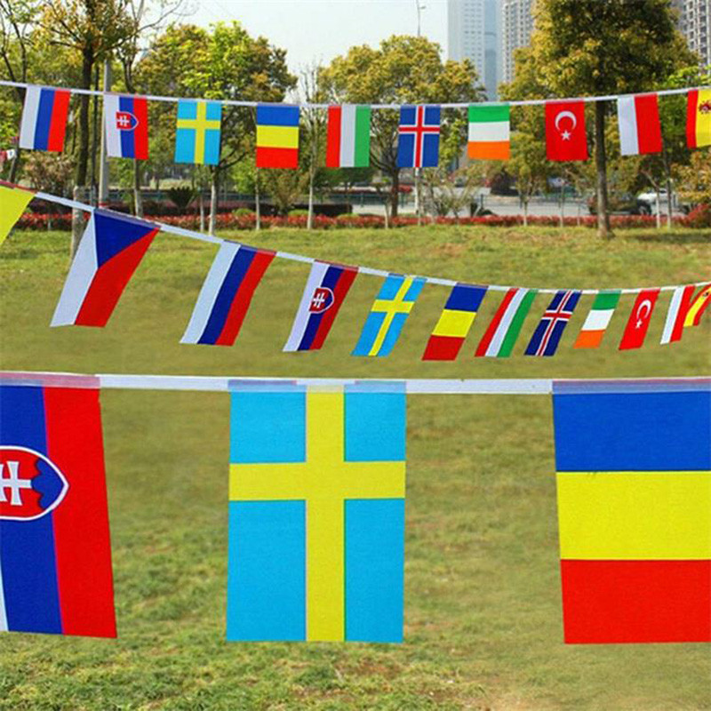 Custom Outdoor Bunting Flag Decor 100% Polyester For Decoration