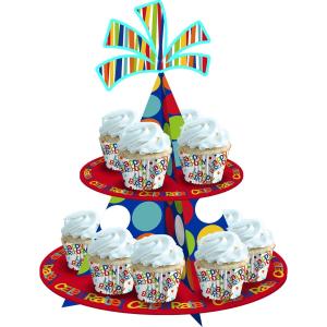 Quality Kids Birthday Decorative Cardboard Cake Stand 3 Tier Type Offset Printing wholesale