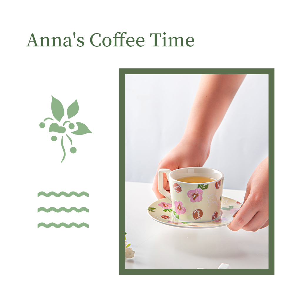 Hand-Painted Flower Design 200ml Classic Retro Porcelain Coffee Cup And Saucer Set For Tea Parties