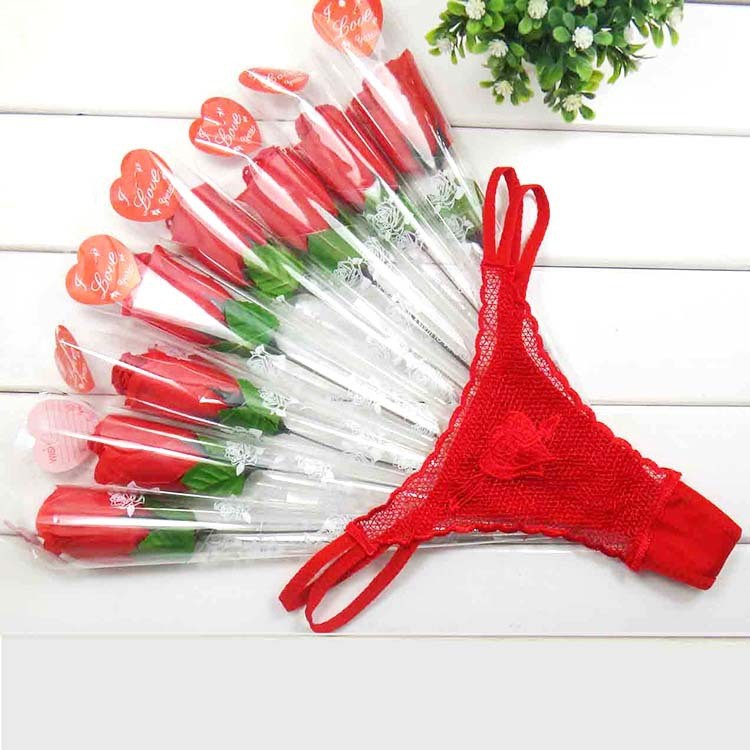 Sexy rose and lace panties free size lace fabric logo customized