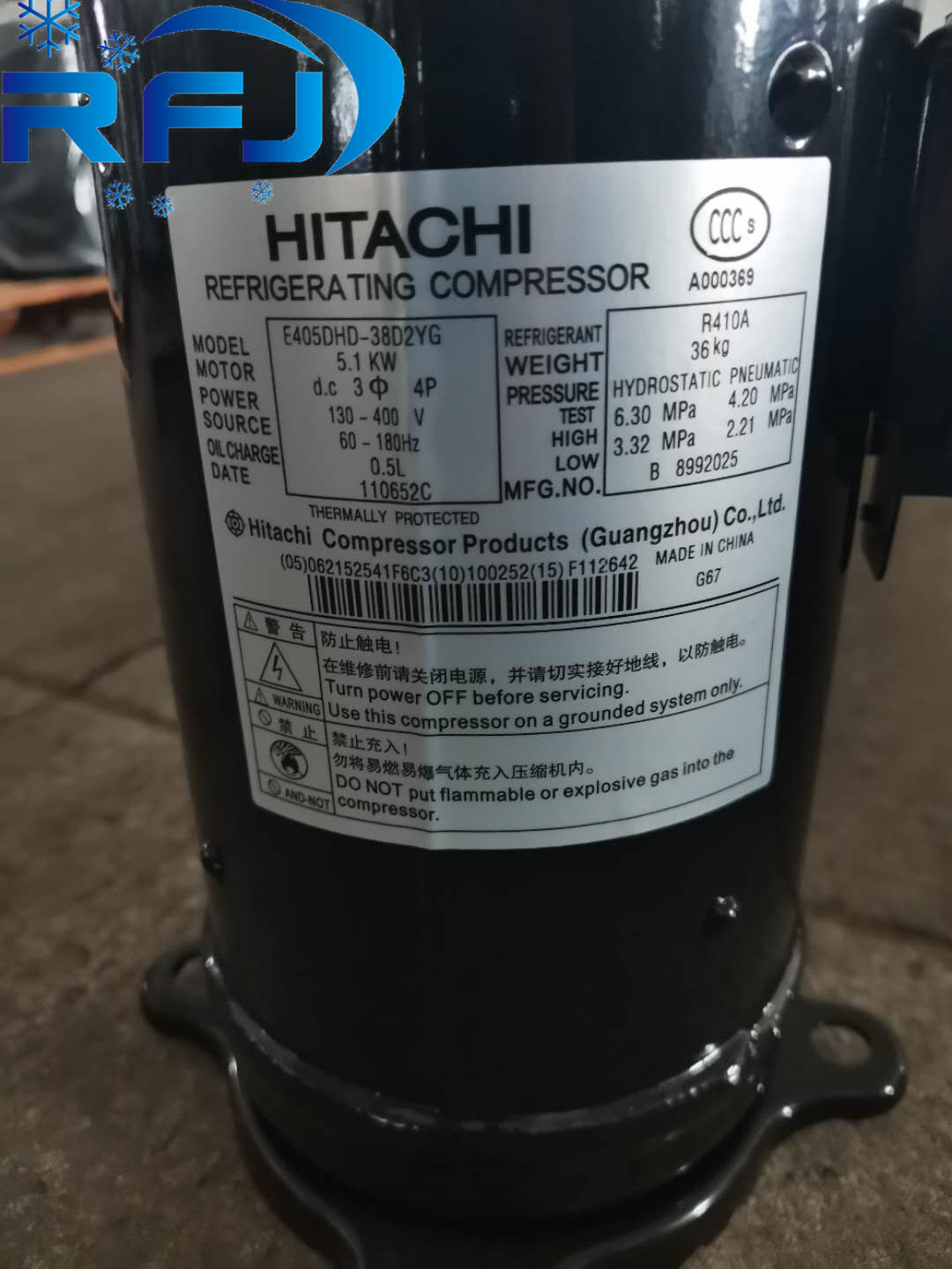 Hitachi Hermetic Dc Invertor Compressor R22 Lubricated 303DH-50C2 CE Approval