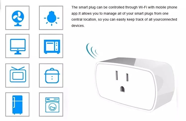 Voice Control Wifi Smart Plug Socket , Remote Control Power Socket For Echo Dot