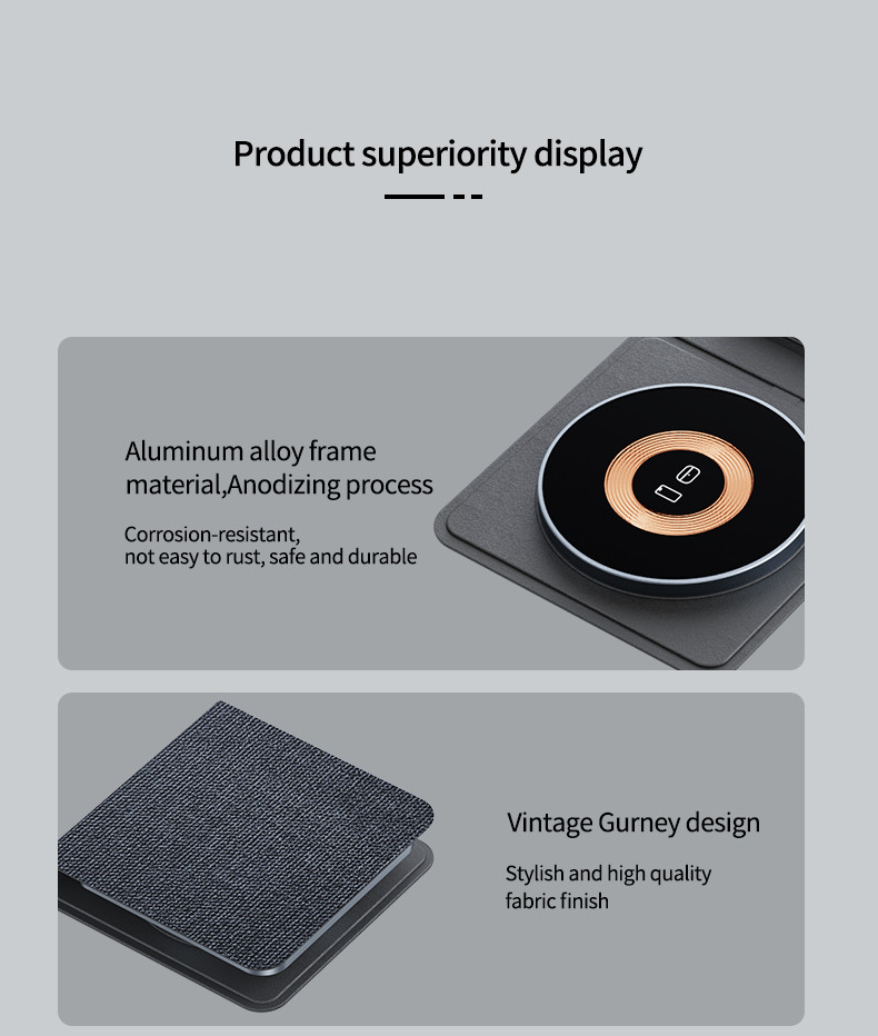15W Foldable Wireless Charging Pad with Magnetic Charging Rated Output Power 20W