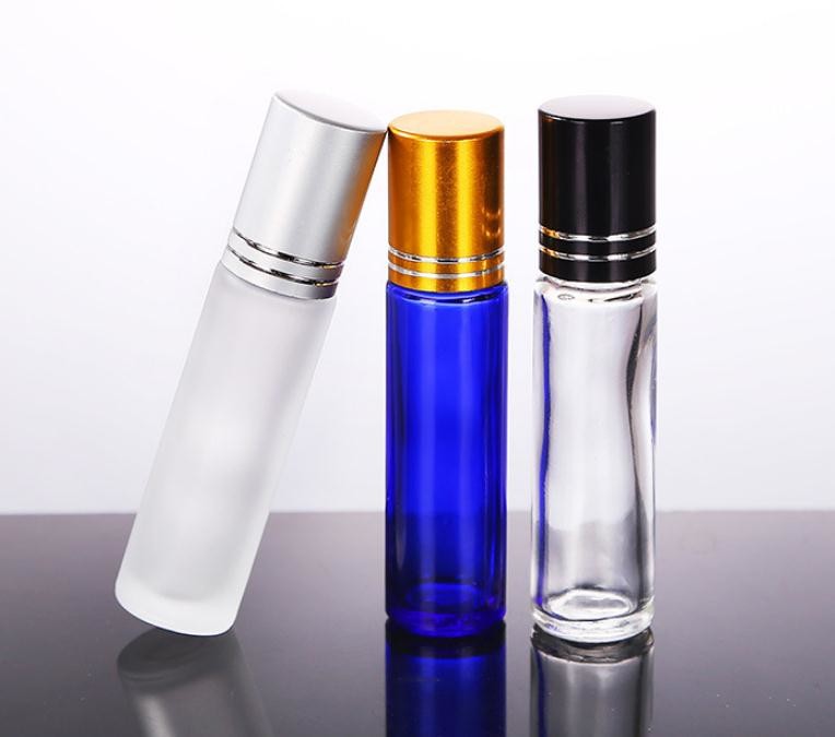 Red Blue Green Colored Glass Roller Ball Bottles 10ml 15ml Plastic Cap