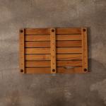 Sustainable 1.42 Inch Teak Bathroom Mat 23.62cm Length Non Slip Solid Wood Color