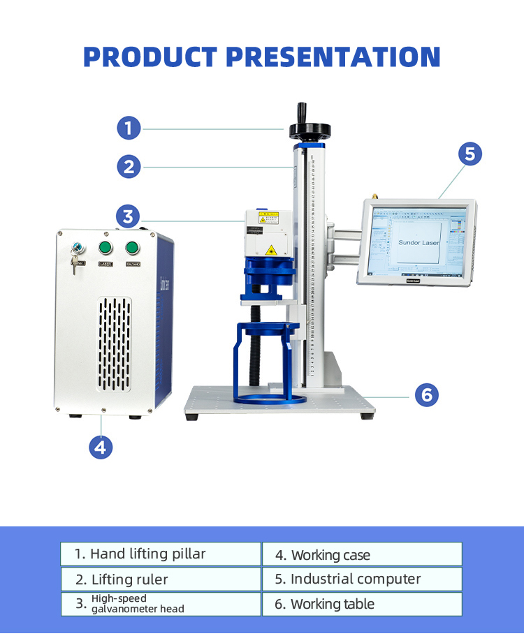 50w Split Portable 1064nm Fiber Laser Marking Machine Fast Speed