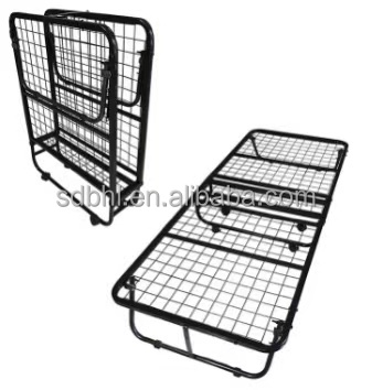 Metal Single Folding Bed with Mattress and Wheels Hostel Mail Packing N Wheels