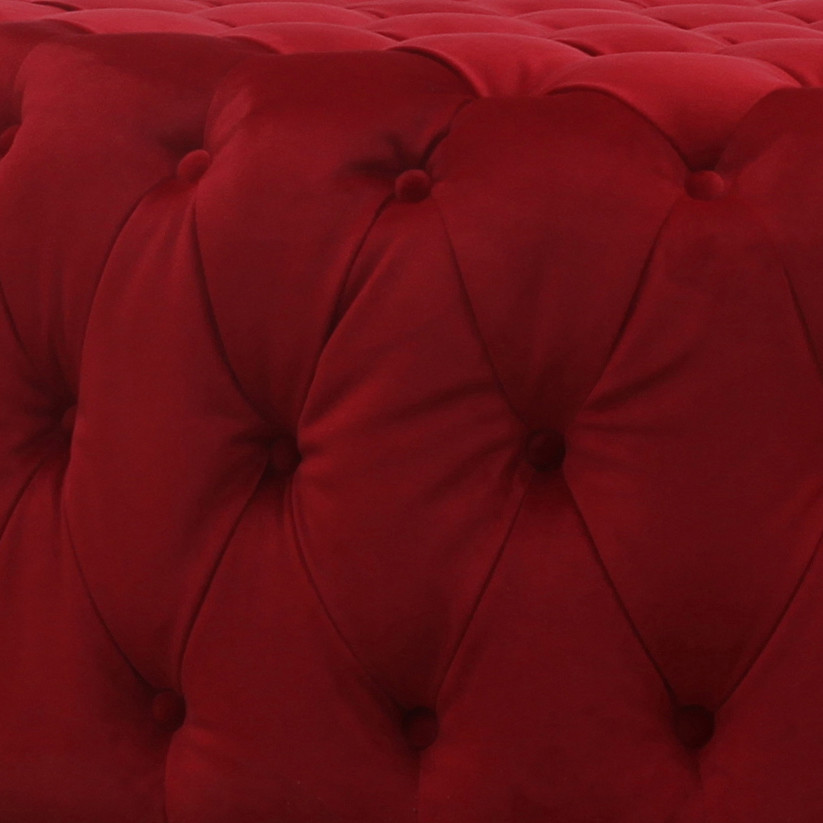 Defaico White Red Square fabric Tufted Cocktail Ottoman Footstool
