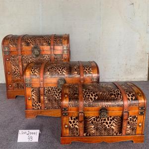 Quality 3 units M66x37 Polished Old Leather Trunk wholesale