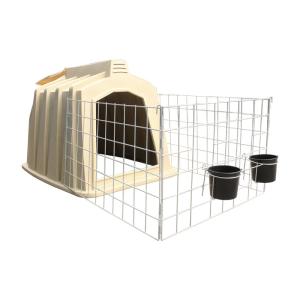 Quality 2200*1500*1550mm Outdoor Plastic Calf Hutch With 8L Feeding Bucket Hygienic Material wholesale