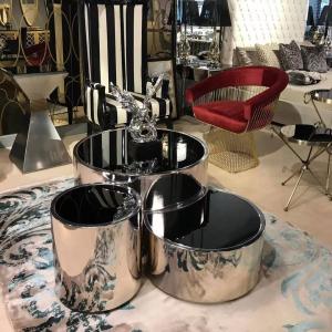 Quality Modern Stainless Steel Electroplated Coffee Table Set Round Metal End Table wholesale