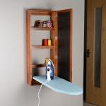 2 Hangers Teak Wood 15.5cm Depth Wall Mounted Ironing Cabinet
