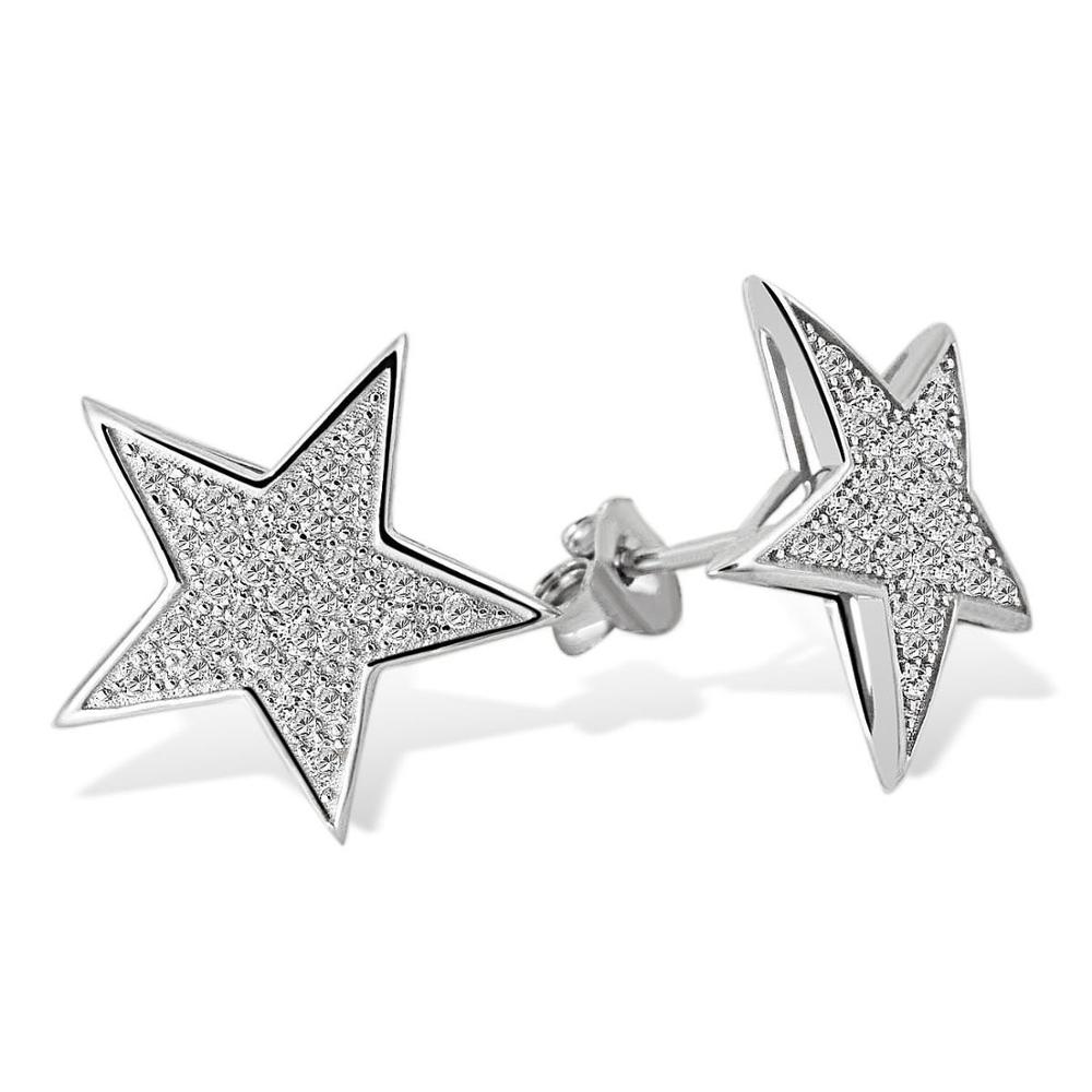 18K Gold Plated 925 Sterling Silver Pave CZ Women's Huggie Earrings CLASSIC Style