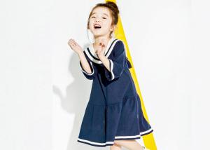 Quality Pretty Cotton Size 4 Kids Girls Clothes Jersey 3 4 Sleeve Girls Fall Dresses With Pocket wholesale