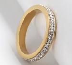 Double Row Diamond Ring Stainless Steel Jewelry Fashion Golden Diamond Ring