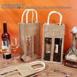Double Window Two Bottles Burlap Jute Wine Bottle Bag Wedding, Party Favors,