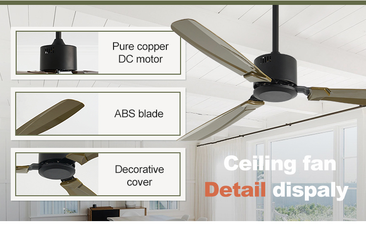 1stshine Low Noise Ceiling Fan with Silent DC Copper Motor and 6 Speed Remote Control