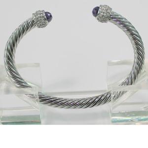 Quality (B-18) Silver Cable Classics Bracelet with Amethyst and Crystal wholesale