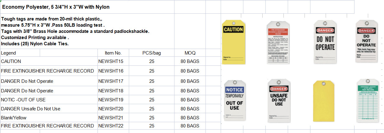 Height 7 In Width 4 In Lockout Plastic Safety Tag Yellow Cardstock Caution Tag