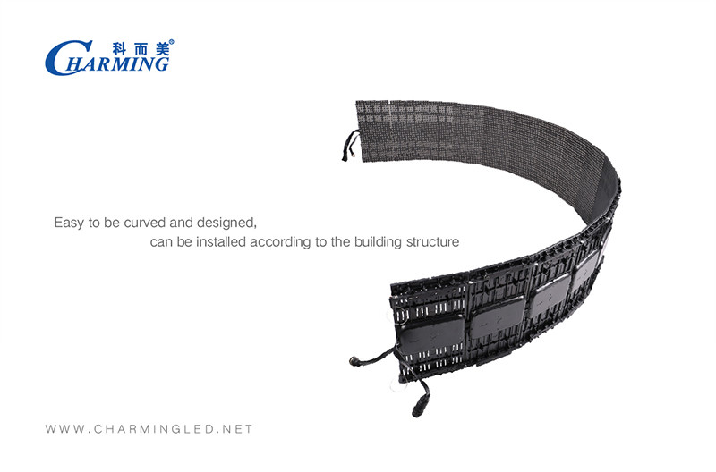 Multipurpose 32x16 Flexible LED Screen , Windproof Bendable LED Display