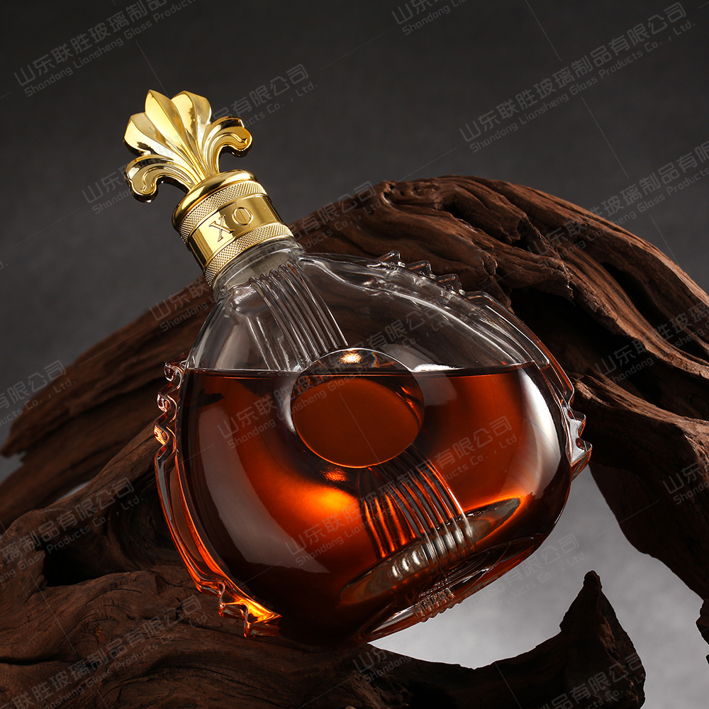 Glass Collar Material Empty Bottles for Beverage Liquor Whiskey Decanter Agave Bottle