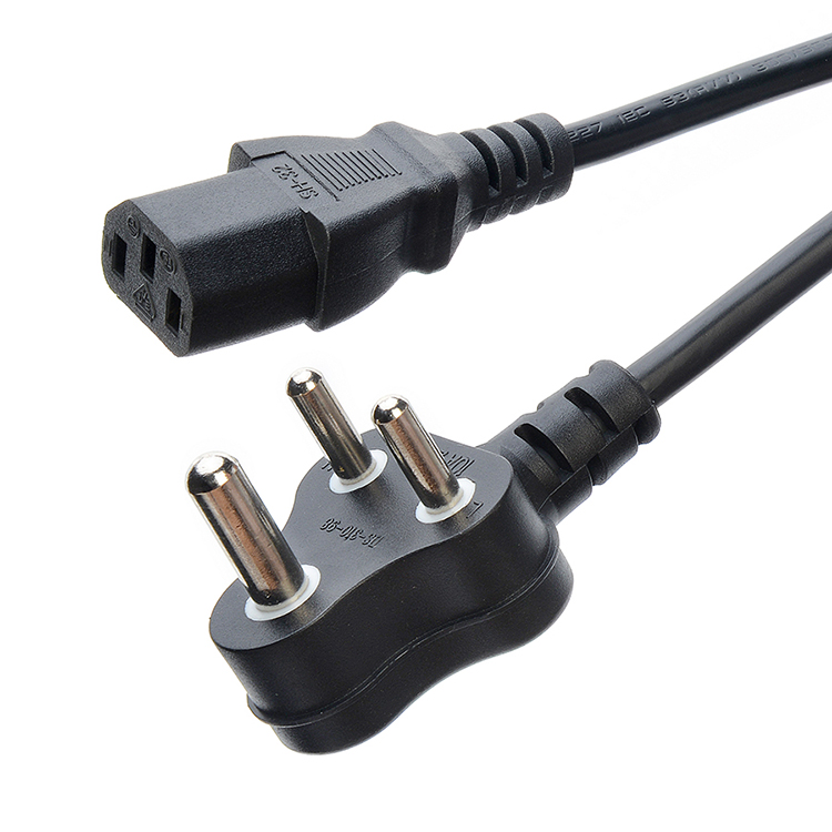 16A 3 Pin Plug Power Cords South Africa SABS Standard for Home Appliances Black Laptop Plug Commercial Male End Type