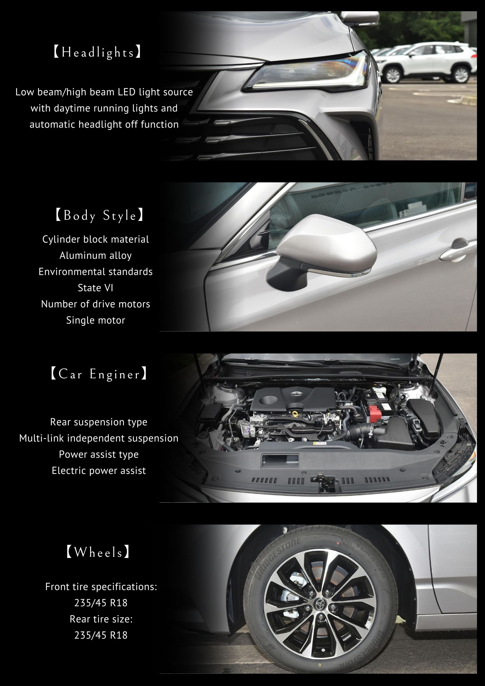 Electric Rear Window 2023 Limited Flagship Style 2.5L 178PS L4 Toyota Avalon Hybrid Car E-CVT Deposit