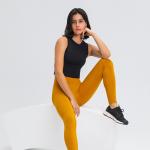 Women Raised Round Neck Yoga Sports Bras Push Up Shockproof Crop Tank Top