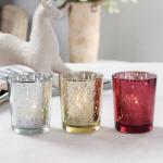 Christmas Tea Light Mercury Glass Votive Candle Holders 82ml Customized Color