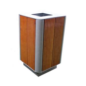 Quality 80 Liter Commercial Outdoor Trash Cans With Solid Wood Metal Material wholesale