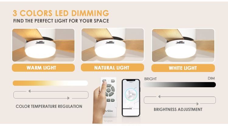 1stshine 52 Inches LED Ceiling Fan with Light and Remote Control Home Office Lightin