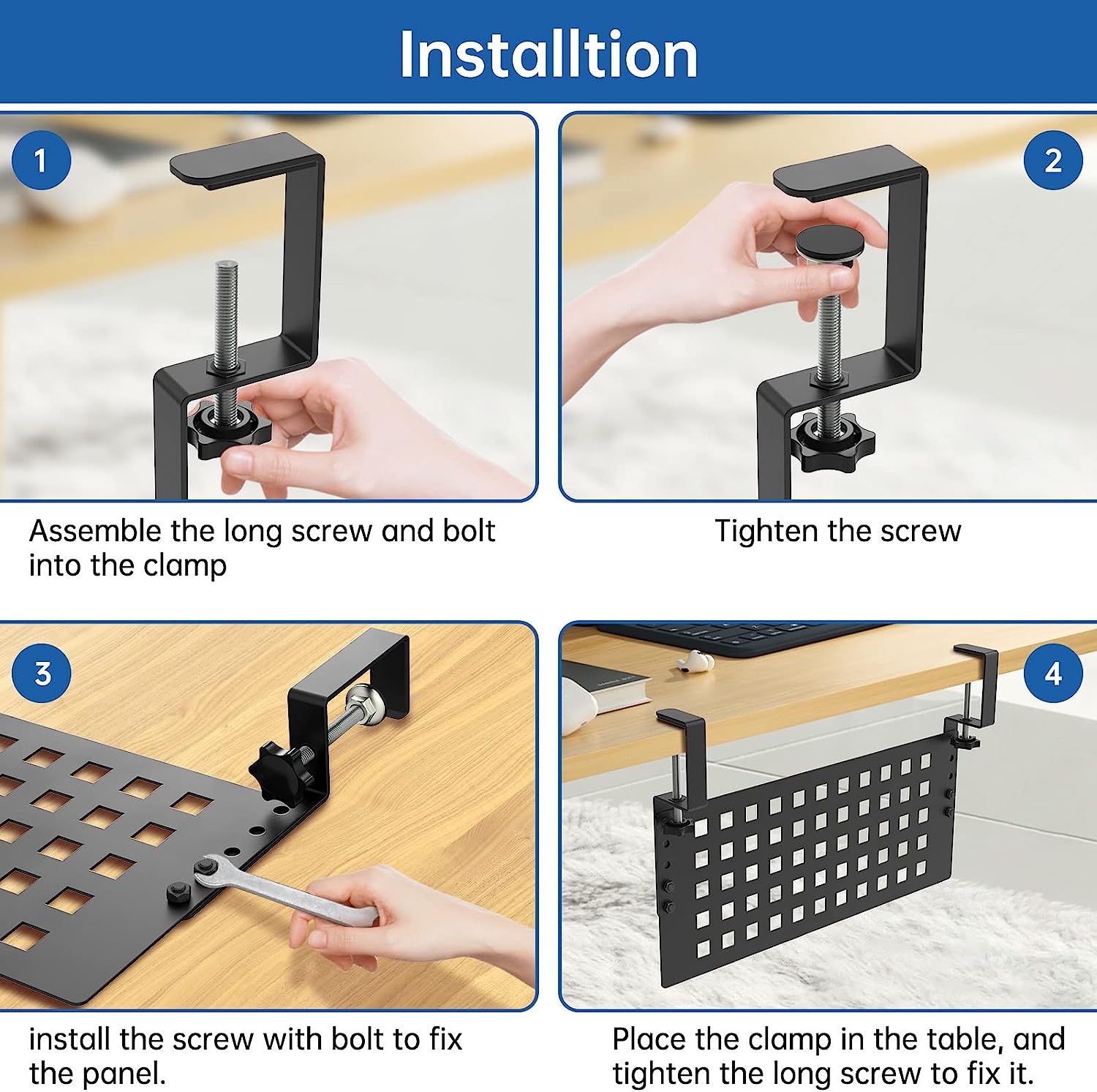 Steel Under Desk Cable Organizer Tray with High Capacity Adjustable Docking Station