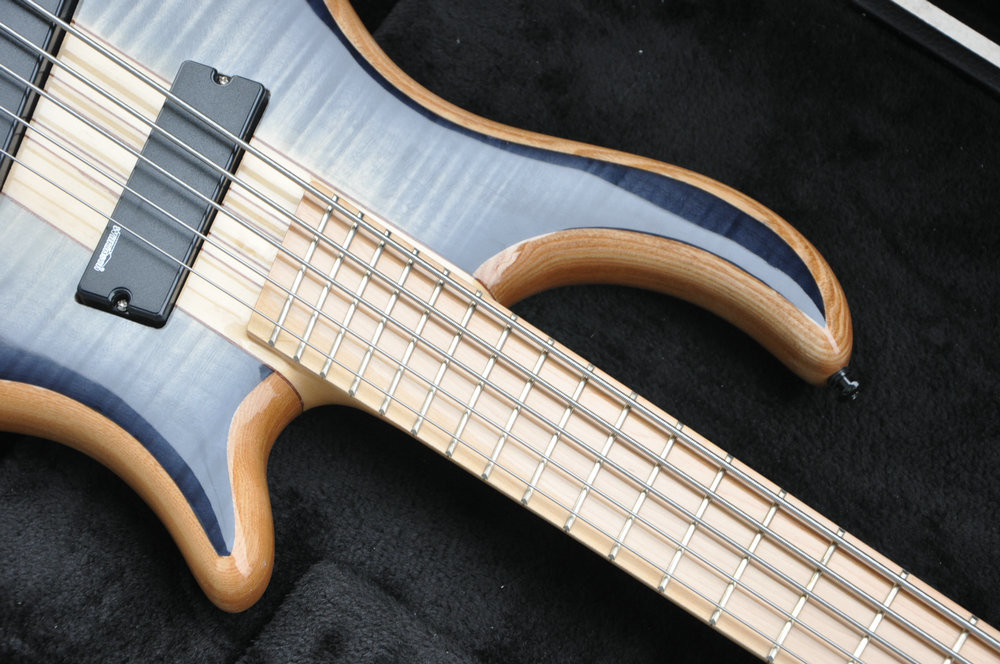 5 string custom bass guitar fanned frets electric bass guitar neck through body