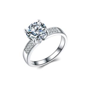 Quality Women 925 Silver Brilliant CZ Diamonds Wedding Engagement Ring (RE663) wholesale