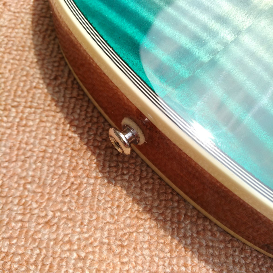 New style high-quality custom LP electric guitar, Green&blue Flame Maple Top Rosewood fingerboard electric guitar, free