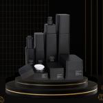 Luxury Glass Cosmetic Packaging Bottle Skincare Set Matt Black 30ml 100ml 125ml