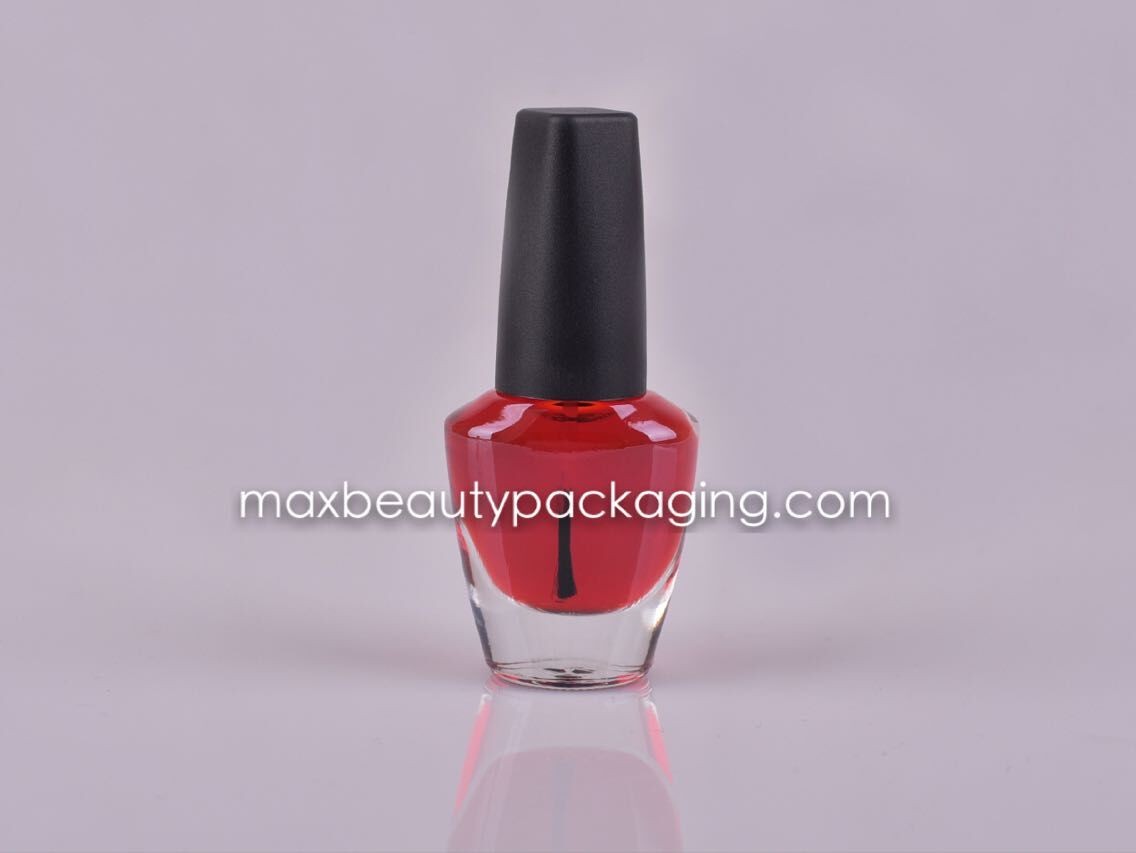 matte black nail polish cap 12ml nail polish bottle flat brush plastic cosmetic nail polish packaging